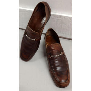 BALLY OF SWITZERLAND Classy Shoes 9 1/2 C Brown Leather 1980s Vintage  Loafers